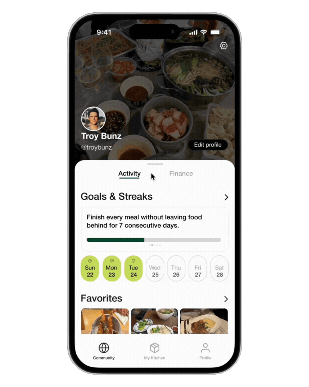 Nomo profile goals streaks and badges