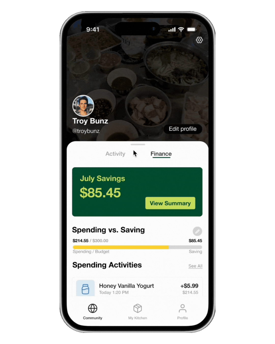 Nomo savings and spending overview
